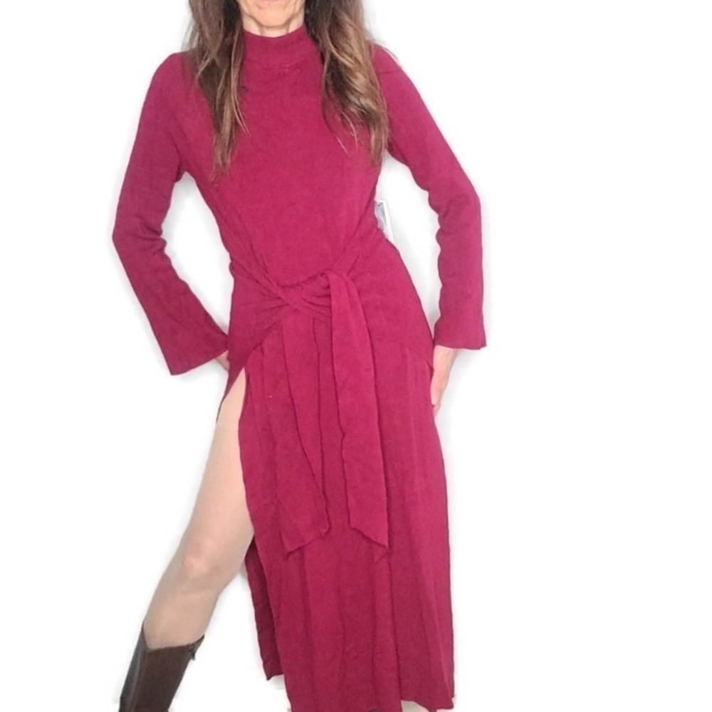 L*Space Leona Mock Neck Sweater Dress in Cabernet